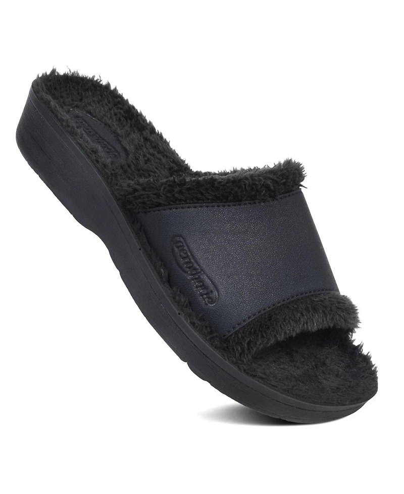 Aerothotic - Aspen Fuzzy Strap Ladies Arch Support Slides