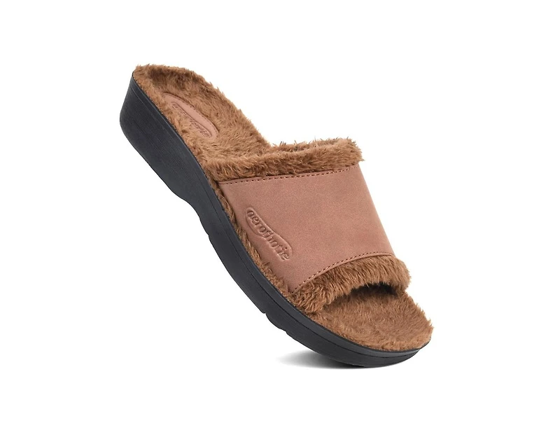 Aerothotic - Aspen Fuzzy Strap Ladies Arch Support Slides