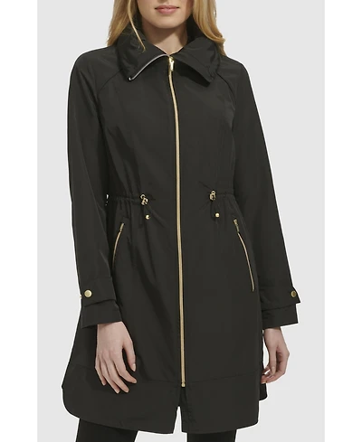 Cole Haan Signature Women's 36” Travel Packable Rain Jacket with Gold Trim