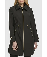 Cole Haan Signature Women's 36” Travel Packable Rain Jacket with Gold Trim