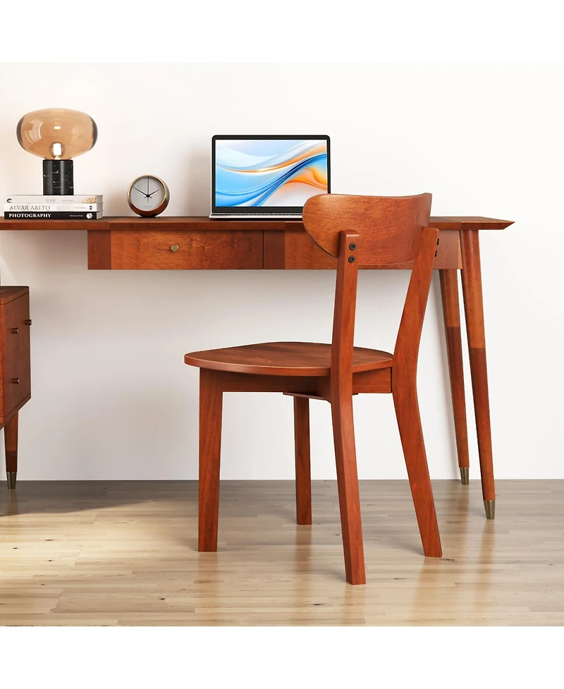 Gymax Solid Wood Dining Chair Set of 4 w/ Curved Backrest & Rubber Wood Frame