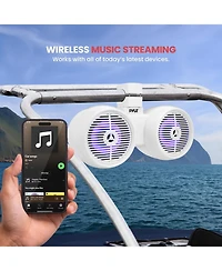 Pyle 6.5'' Marine Bluetooth Wakeboard Speaker System with Led Lights, 200W, White