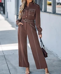 Cupshe Women's Elegant Belted Utility Structured Fit Jumpsuit, Created for Macy's