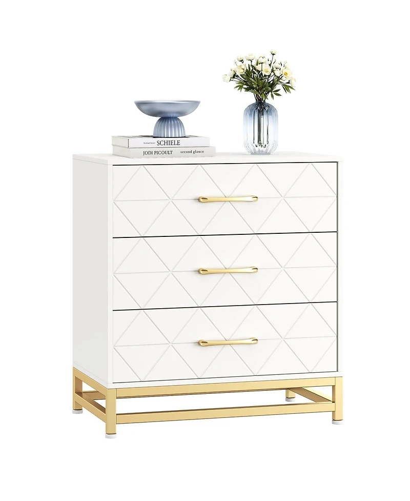 3 Drawer Dresser for Bedroom, Modern Wood Dressers Chest of Drawers with Storage