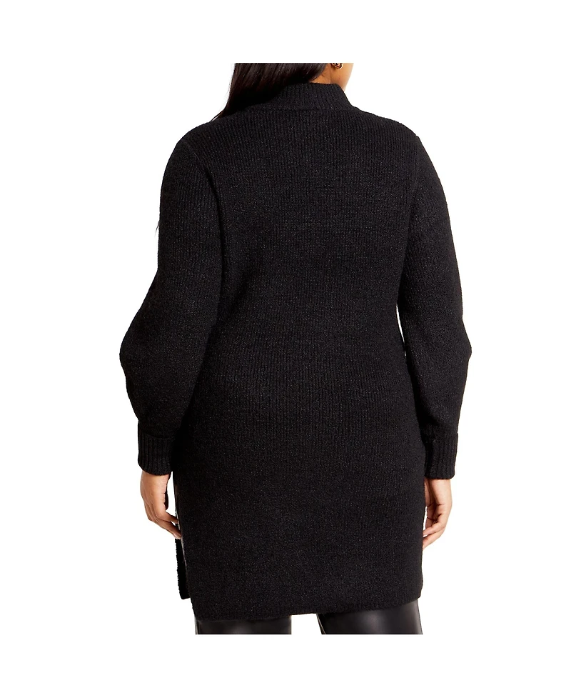 City Chic Plus Longline Split Sweater