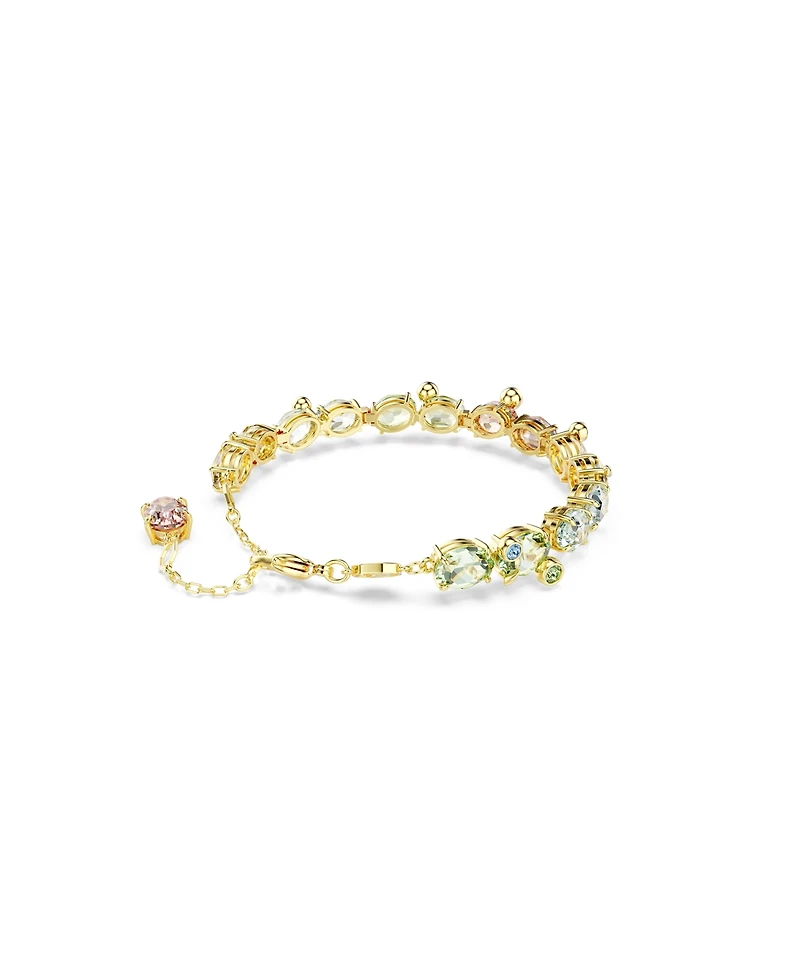 Swarovski Gema Mixed Cuts, Multicolored, Gold-Tone Plated Tennis Bracelet