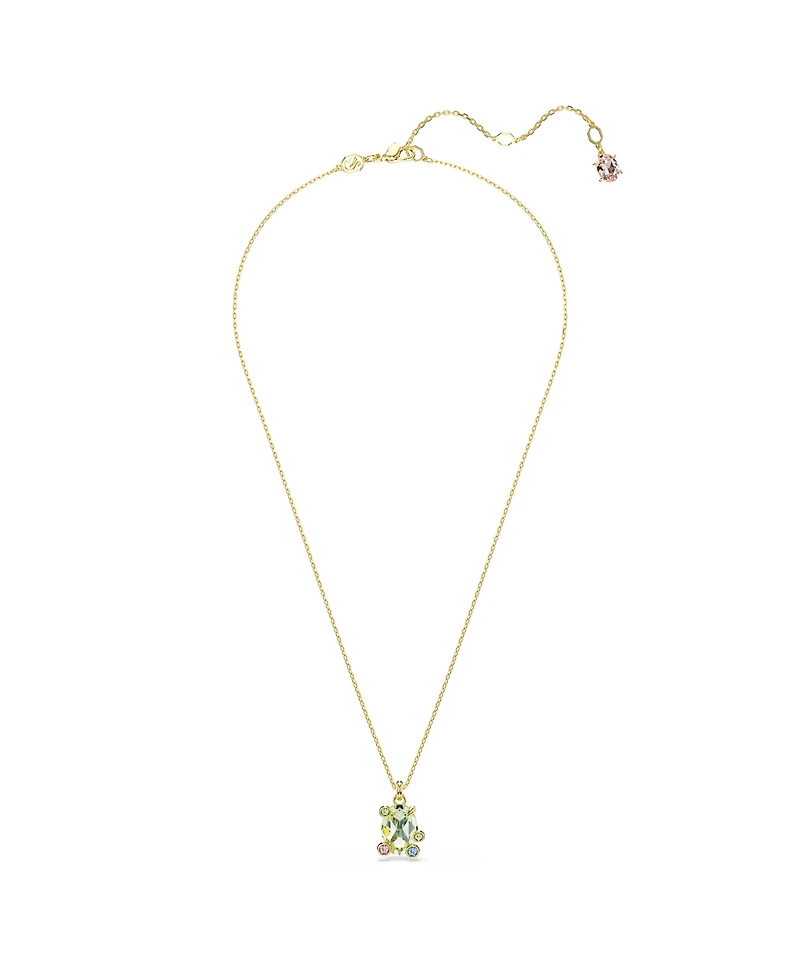 Swarovski Gema Gold-Tone Plated, Mixed Cuts, Multicolored Pendant Necklace