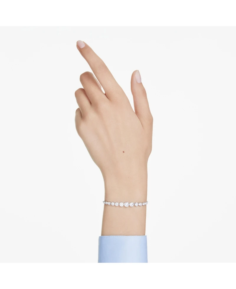 Swarovski Imber White, Rhodium Plated Mixed Round Cuts Tennis Bracelet