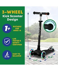 Lifemaster Kids Scooter – Children and Toddler 3 Wheel Kick Led Lights Illuminate when Rolling– Adjustable Handle