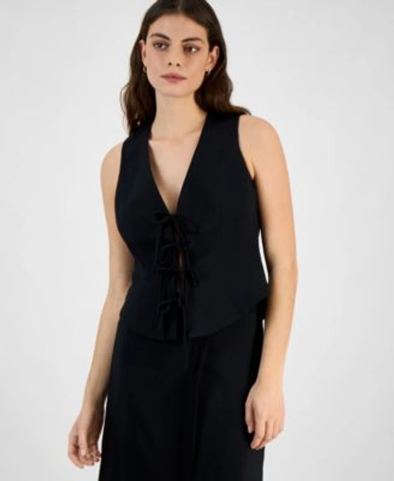 Bar Iii Womens Tie Front Vest Maxi Skirt Exclusively At Macys