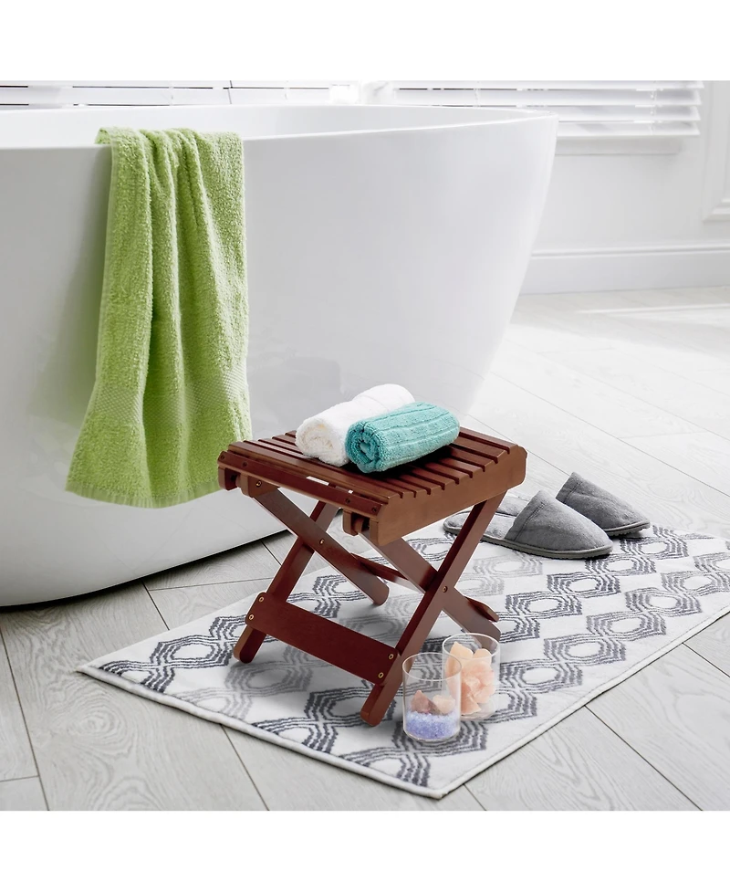 Sorbus Bamboo Folding Step Stool Bench - Great for Bathroom, Spa, Sauna, Wooden Seat