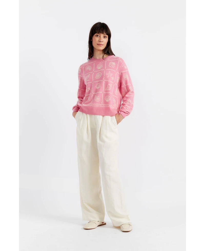 Chinti & Parker Women's La Mer Printed Wool Cashmere Sweater