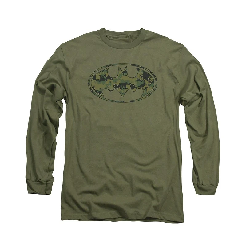 Batman Mens Marine Camo Shield Long Sleeve Adult Tee / T-Shirt