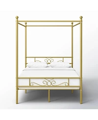 Slickblue French Country Four Poster Metal Canopy Bed