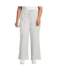 Lands' End Plus Size Serious Sweats High Rise Wide Leg Cargo Pant - Set Bottom