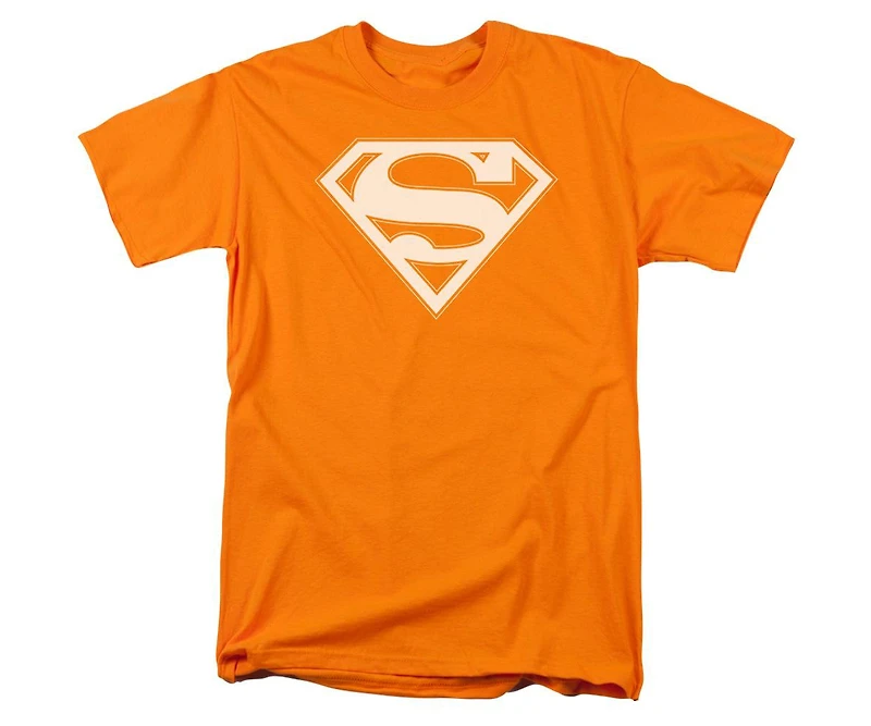 Superman Mens Orange & White Shield Short Sleeve Adult Tee / T-Shirt