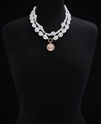 On 34th Gold-Tone Crystal Disc & Imitation Pearl Layered Pendant Necklace, 16" + 3" extender, Exclusively at Macy's