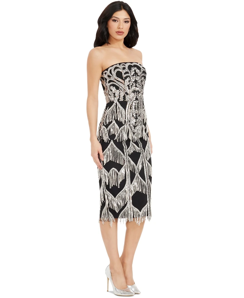 Dress the Population Women's Viviana Sequined Fringe