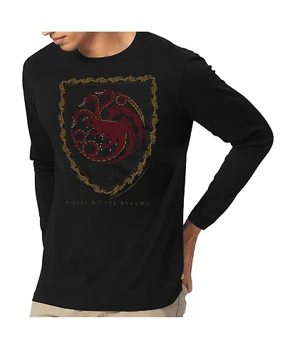 House Of The Dragon Mens Shield Vintage Dark Long Sleeve Adult Tee / T-Shirt