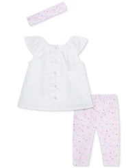 Little Me Baby Girls Rosy Breeze Cotton Tunic, Leggings & Headband, 3 Piece Set