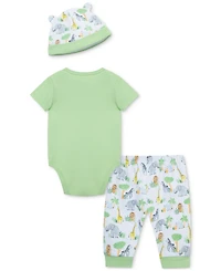 Little Me Baby Boys Jungle Cotton Bodysuit, Pant & Hat, 3 Piece Set
