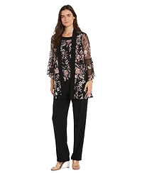 R & M Richards Women's 2-Pc. Embroidered Illusion-Sleeve Top & Pants Set