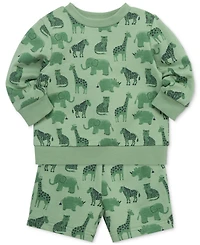 Little Me Baby Boys Safari Cotton Active Sweatshirt & Shorts, 2 Piece Set