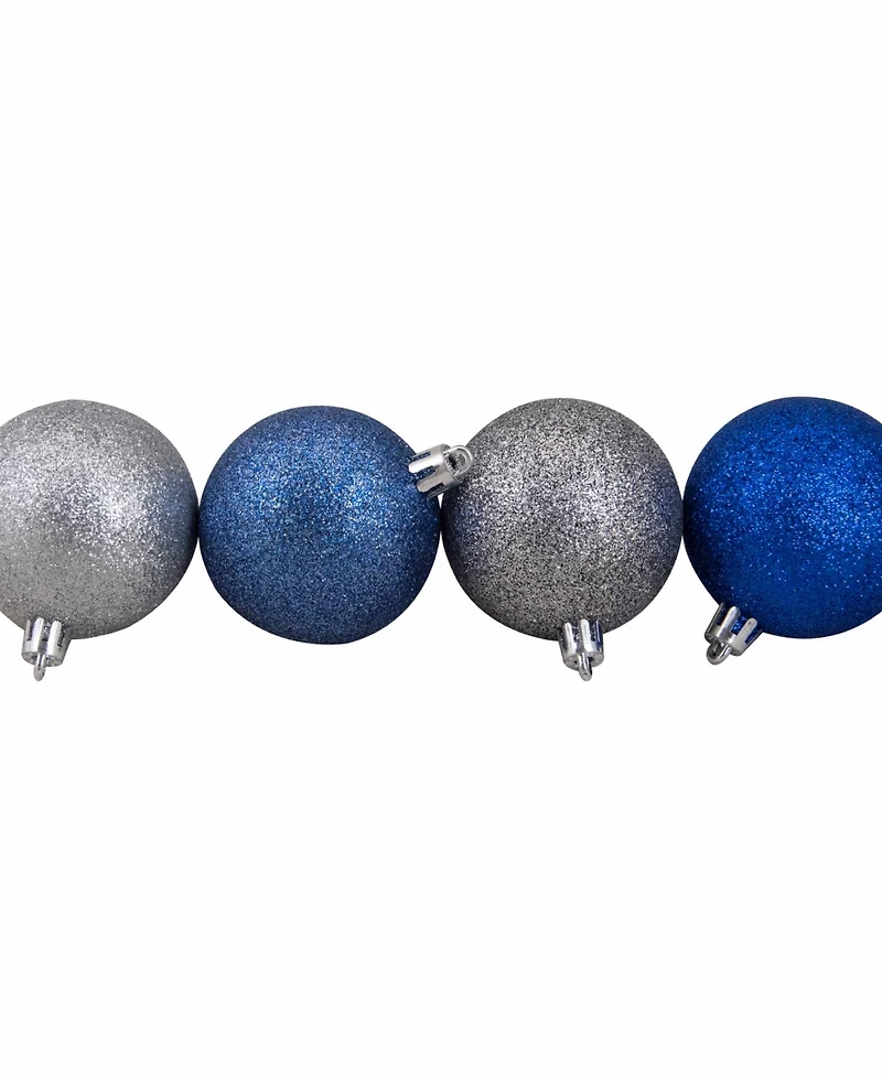 Northlight 60ct Sapphire Blue/Denim/Silver/Pewter Shatterproof 3-Finish Christmas Ball Ornaments 2.5"