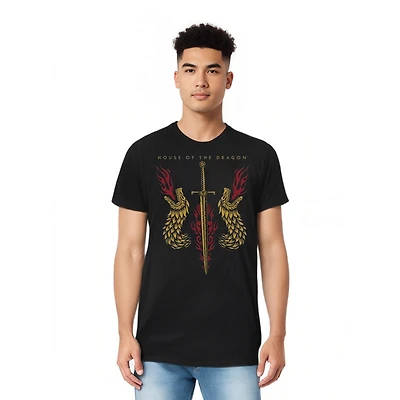 House Of The Dragon Men's Sword And Heads Short Sleeve Adult Tee / T-Shirt