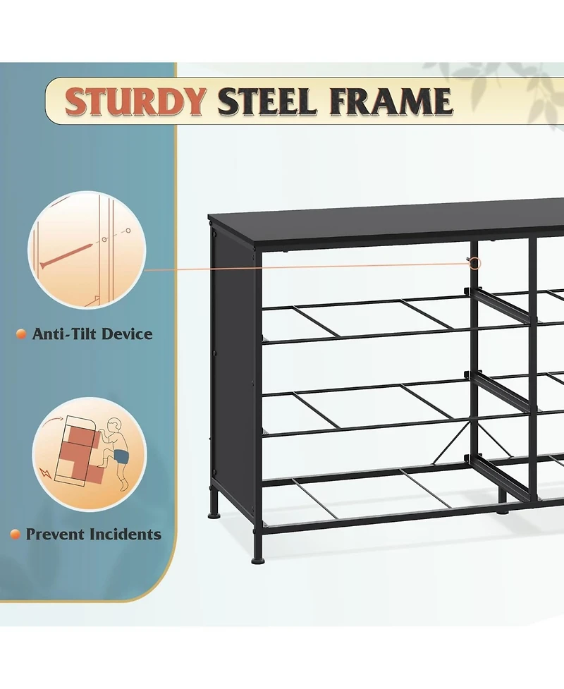 Wlive Wide Fabric Dresser 6 Drawer Tv Stand for 60/" Dressers Bedroom Furniture Large Storage Tower Unit with Bins Bedro