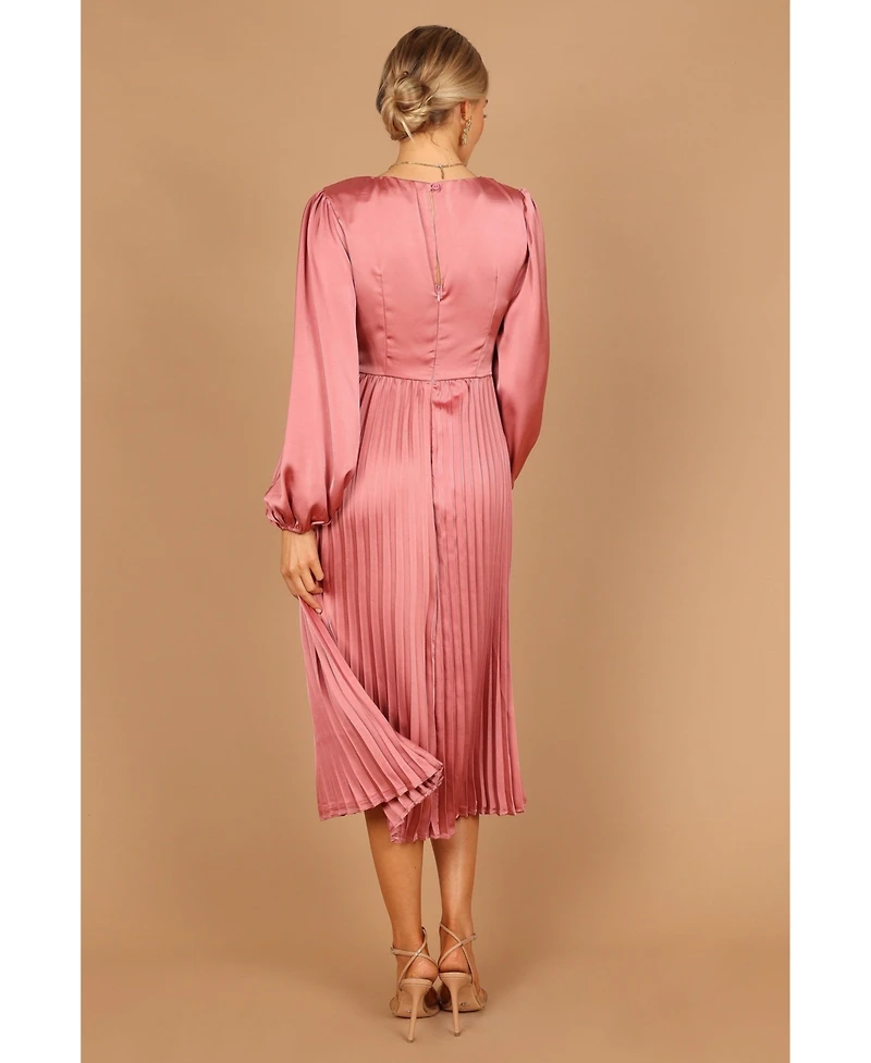 Petal and Pup Women's Noelle Twist Front Pleated Midi Dress