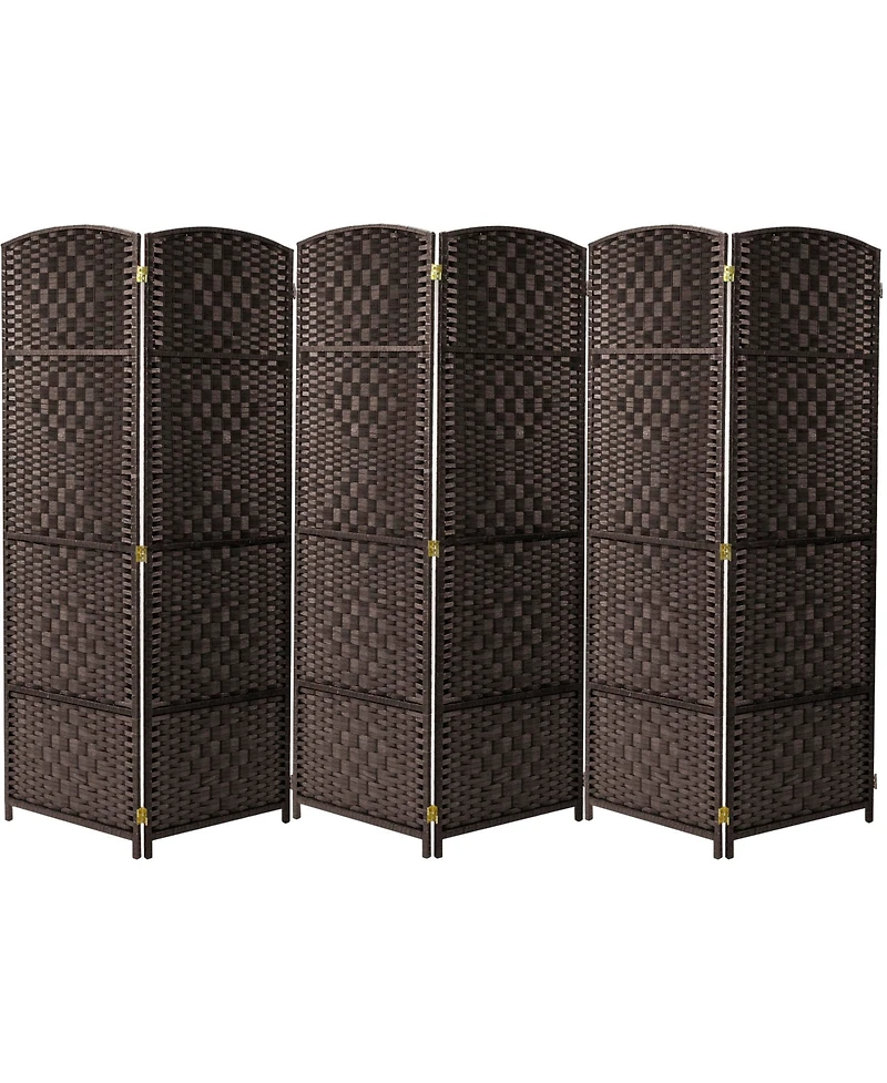 Sorbus Extra Wide - Diamond Weave Fiber Room Divider- 6 Panel Brown