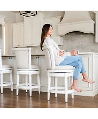 Maven Lane Pullman Wooden Swivel Kitchen Stool, Alabaster White Finish, Set of 2