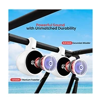 Pyle 8'' Marine Bluetooth Wakeboard Speaker System with Led Lights, 300W, White