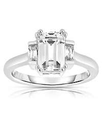 Sterling Silver Cubic Zirconia Square Asscher Ring