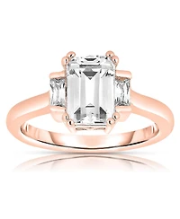 Sterling Silver Cubic Zirconia Square Asscher Ring