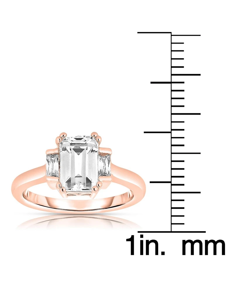 Sterling Silver Cubic Zirconia Square Asscher Ring
