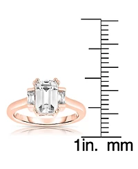 Sterling Silver Cubic Zirconia Square Asscher Ring