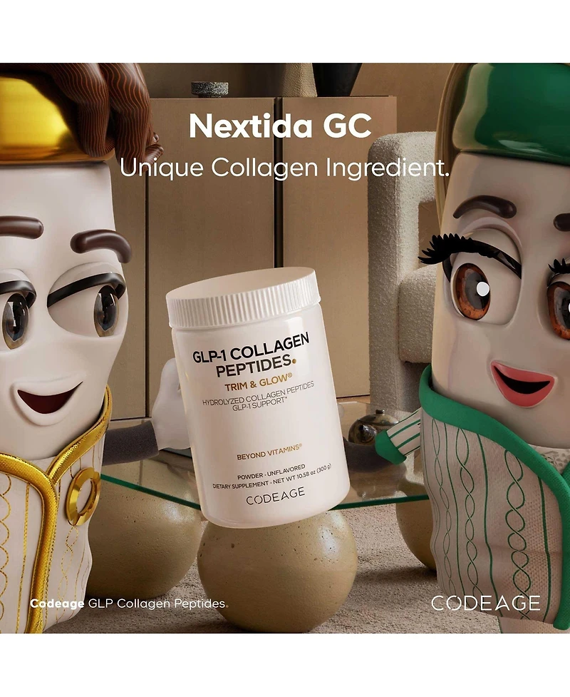 Codeage Glp-1 Collagen Powder Supplement - Nextida Gc Collagen Peptides - Glp 1 Support - Hydrolyzed Collagen, Grass-Fed, Type I & Iii, Unflavored