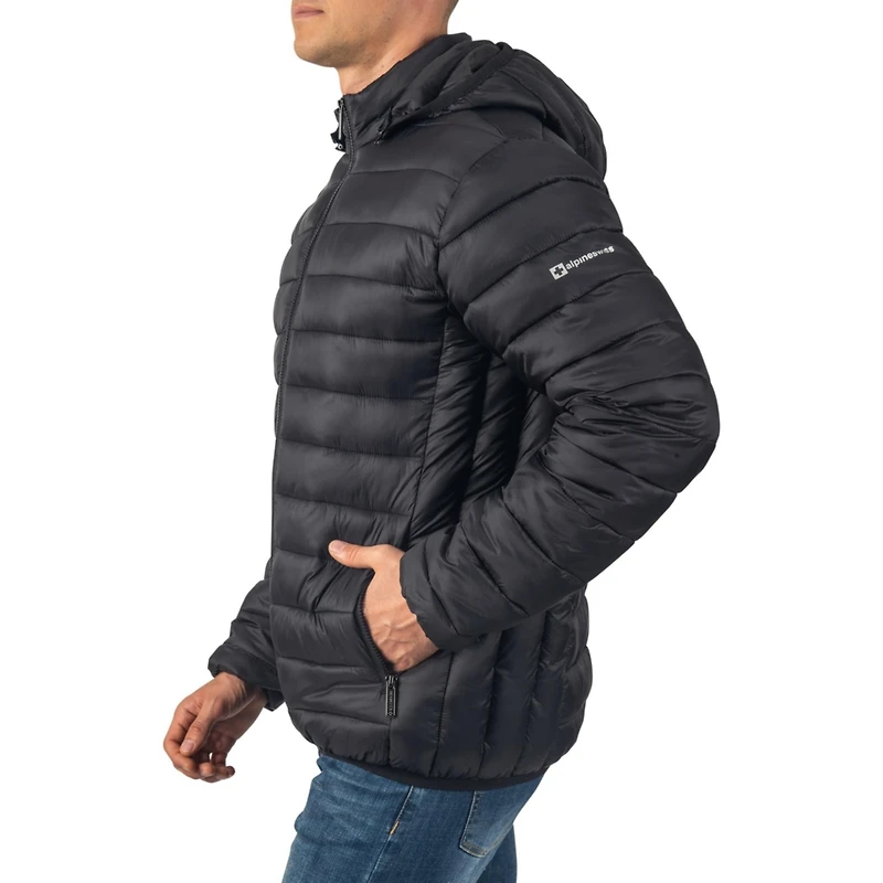 Alpine Swiss Men's Men s Lightweight Puffer Jacket with Removable Hood | Milo Winter Coat Packable Water-Resistant Down Alternative Bubble