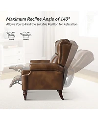 Hulala Home Volkert Triditional Genuine Leather Manual Recliner with Spindle Legs