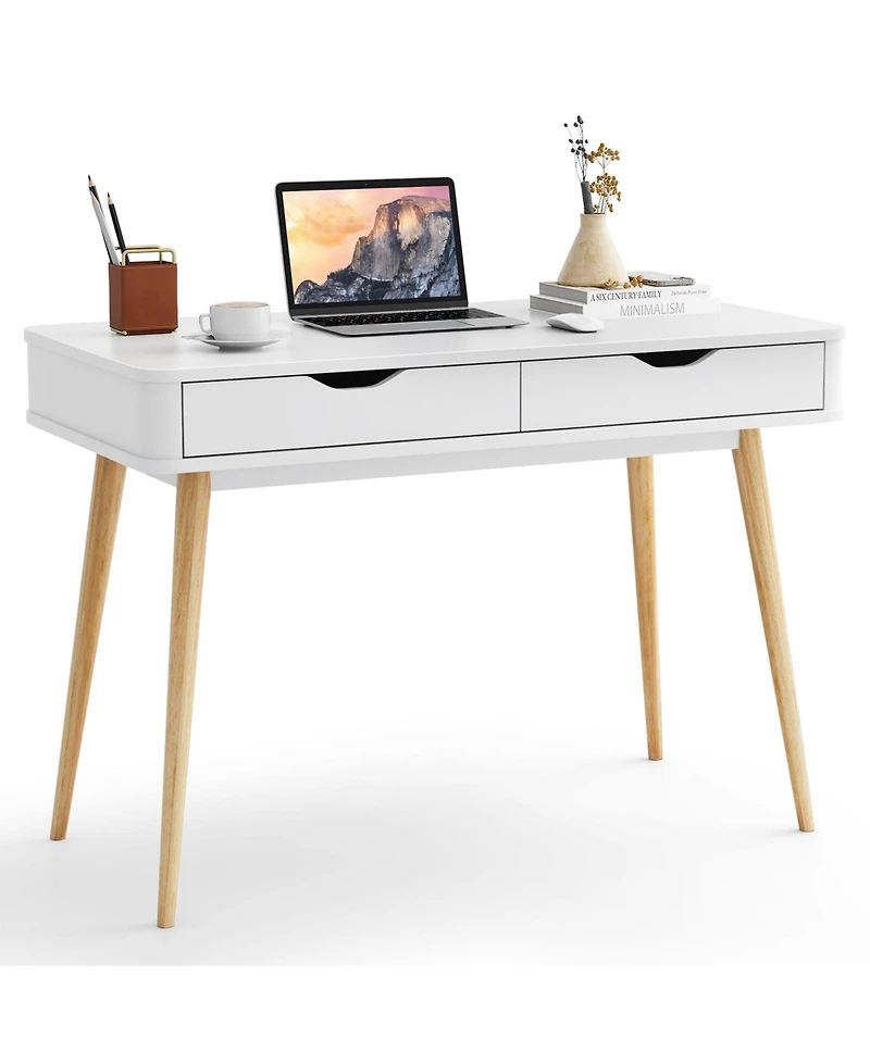Gouun 43.5 Inch Computer Desk with 2 Drawers for Small Spaces