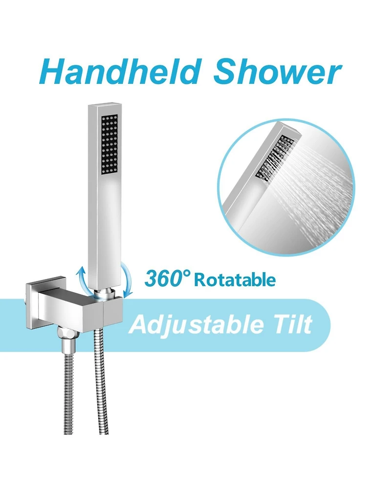Lovmor Wall Mounted Hand Held Shower Bathroom Luxury Rain Mixer Shower System Set(Valve Included)