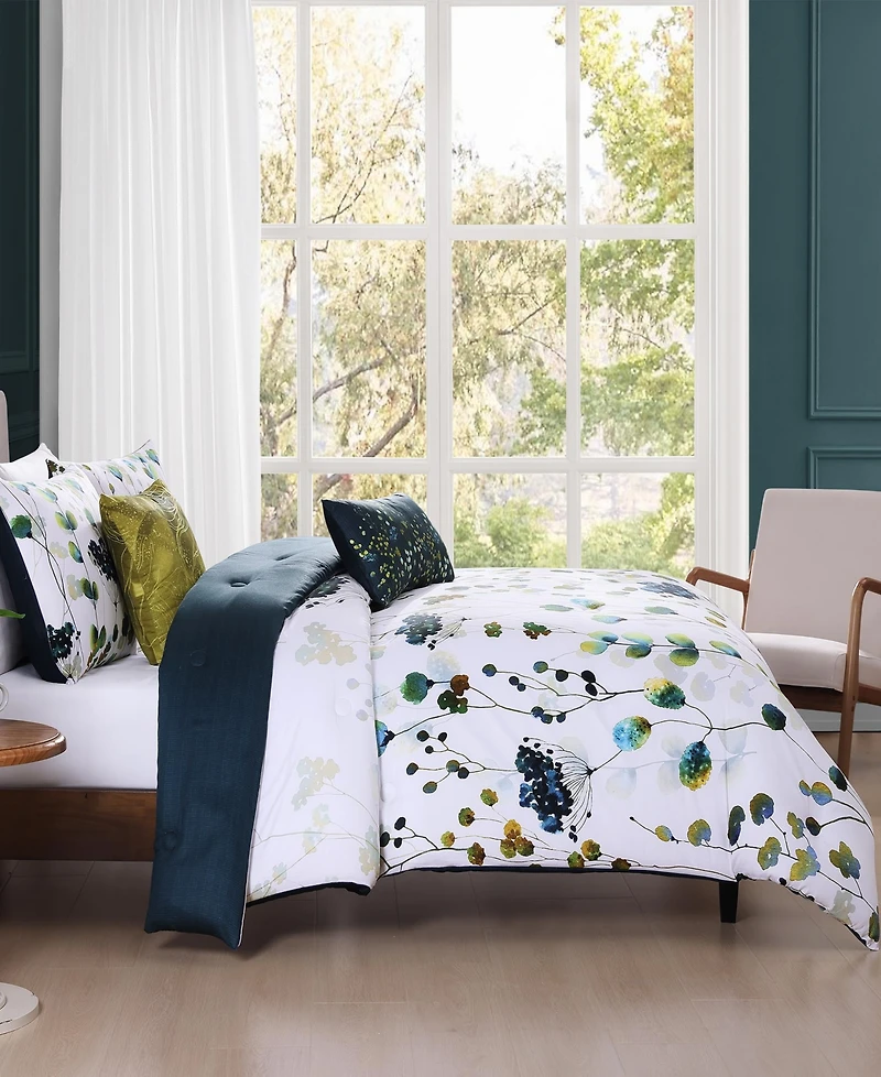 Bebejan Abstract Vines Bedding 220 Thread Count 100% Cotton Sateen 5 Piece King Size Reversible Comforter Set