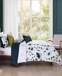 Bebejan Abstract Vines Bedding 220 Thread Count 100% Cotton Sateen 5 Piece King Size Reversible Comforter Set
