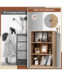 Gouun 4-Tier Storage Bookcase with Open Shelves Drawer and Anti-toppling Device