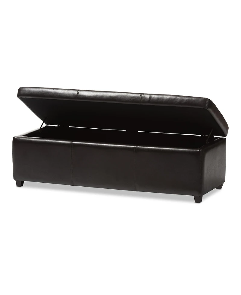 Baxton Studio Dark Brown Pu Leather Storage Bench Ottoman with Stitching