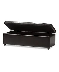 Baxton Studio Dark Brown Pu Leather Storage Bench Ottoman with Stitching
