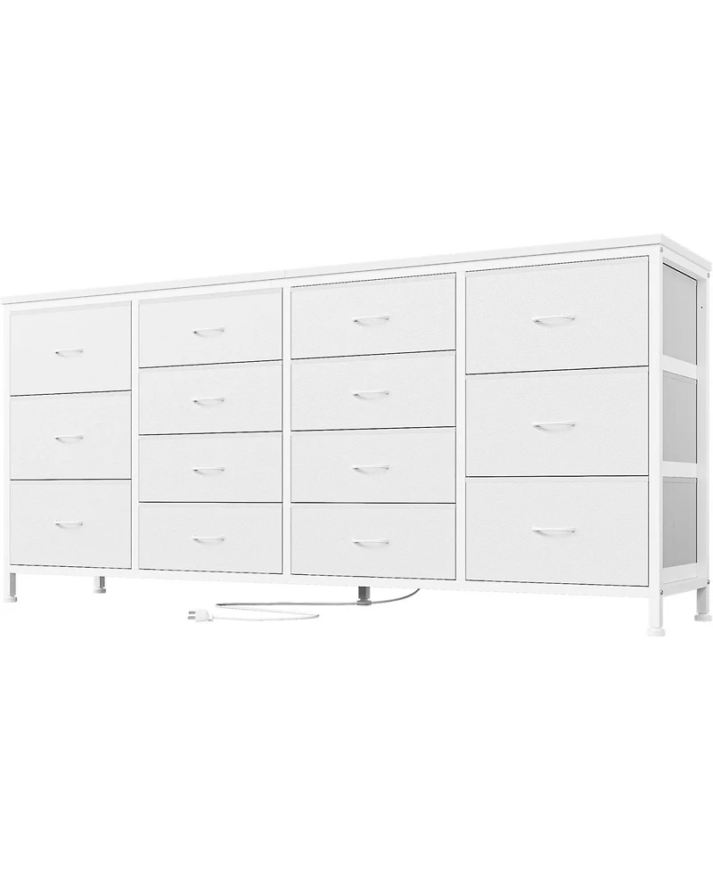 gaomon 14 Drawer Dresser, 63 Inch White Dresser Tv Stand