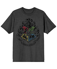 Harry Potter Men's Hogwarts Crest Charcoal Heather T-shirt-3X-Large